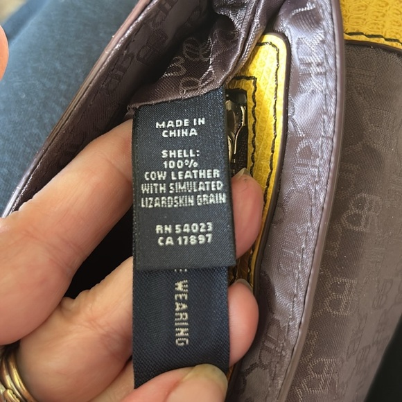 BANANA REPUBLIC NWT YELLOW LEATHER WRISTLET CLUTCH BAG - Picture 9 of 12